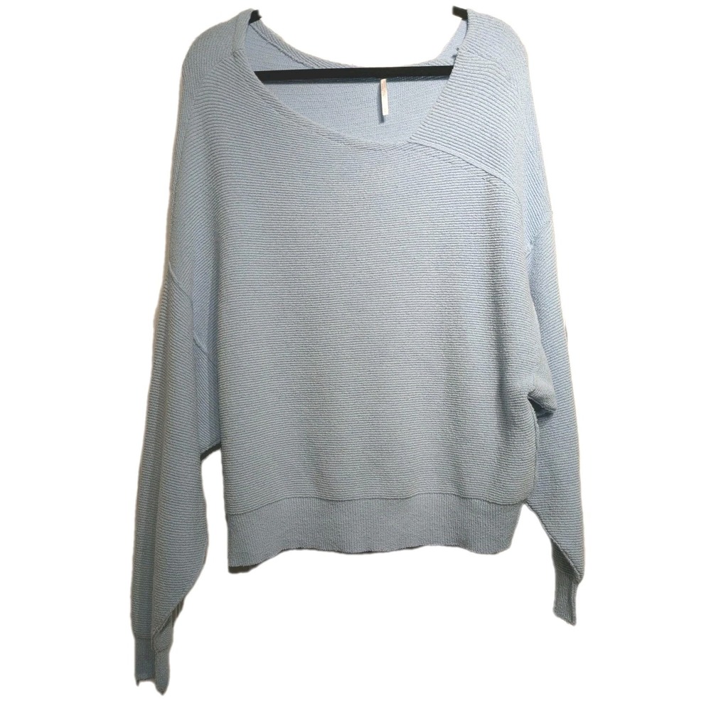 Free People Sweater Womens Small Light Blue Oversized Boat Neck Dolman Pullover